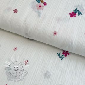Tissu double gaze/mousseline EMBROIDERY Flowers MIA camel