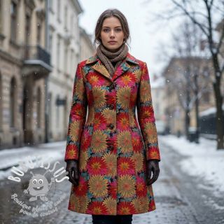 Tissu déco jacquard Matcha allover rouge