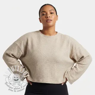 Tissu maille tricot Angora honey natural