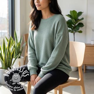 Tissu maille tricot Angora honey ocean green