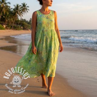 Tissu coton TIE DYE EMBROIDERY Poppy design V