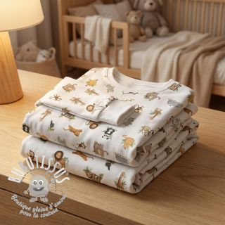 Jersey Animals white digital print ORGANIC