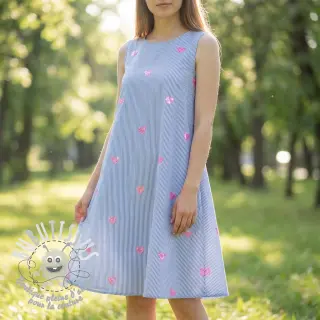 Tissu coton Stripes Sequins Hearts blue