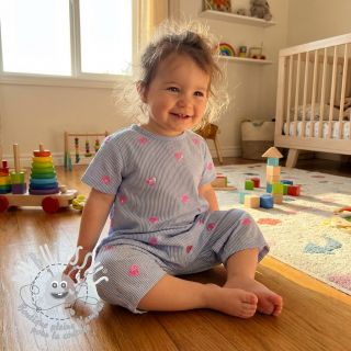 Tissu coton Stripes Sequins Hearts blue