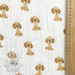 Tissu double gaze/mousseline Dogs white digital print
