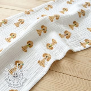 Tissu double gaze/mousseline Dogs white digital print