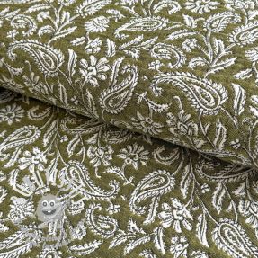 Tissu déco jacquard Mumbai allover kaki