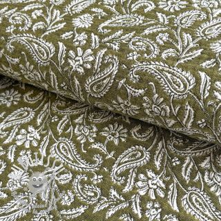 Tissu déco jacquard Mumbai allover kaki