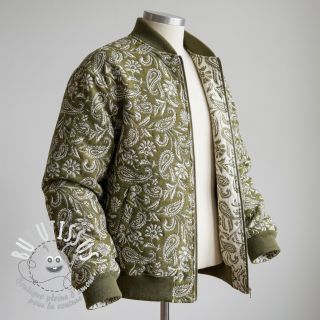 Tissu déco jacquard Mumbai allover kaki