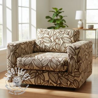 Tissu déco jacquard Folia chocolat