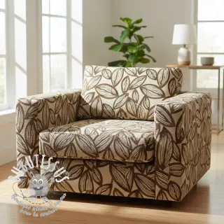Tissu déco jacquard Folia chocolat