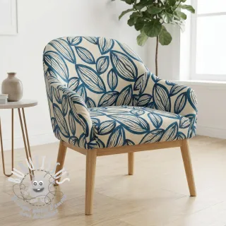 Tissu déco jacquard Folia bleu