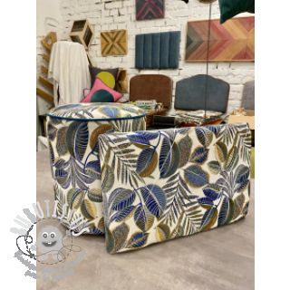 Tissu déco jacquard Cacao allover bleu