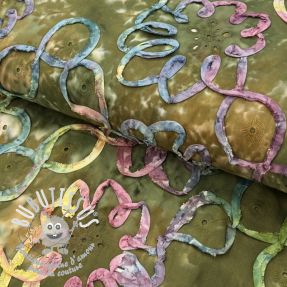 Tissu coton TIE DYE EMBROIDERY Elise tape design A