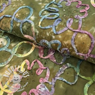 Tissu coton TIE DYE EMBROIDERY Elise tape design A