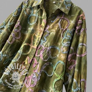 Tissu coton TIE DYE EMBROIDERY Elise tape design A