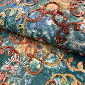 Tissu coton TIE DYE EMBROIDERY Elise tape design C