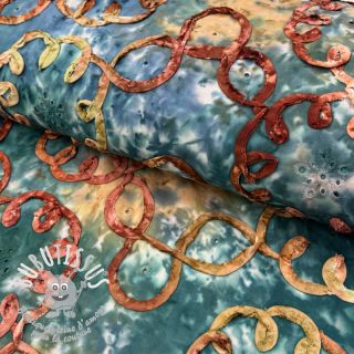 Tissu coton TIE DYE EMBROIDERY Elise tape design C