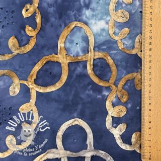 Tissu coton TIE DYE EMBROIDERY Elise tape design D