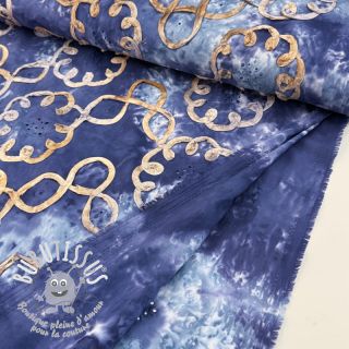 Tissu coton TIE DYE EMBROIDERY Elise tape design D