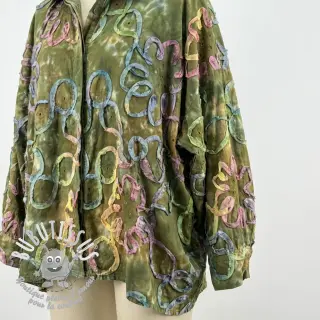 Tissu coton TIE DYE EMBROIDERY Elise tape design A