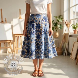 Tissu coton TIE DYE EMBROIDERY Elise tape design D