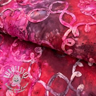 Tissu coton TIE DYE EMBROIDERY Elise tape design E