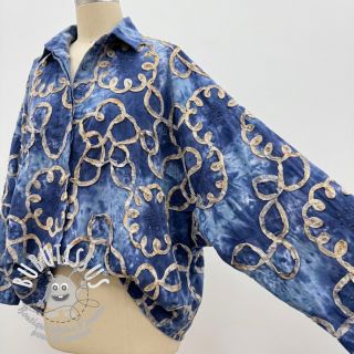 Tissu coton TIE DYE EMBROIDERY Elise tape design D