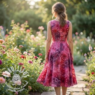 Tissu coton TIE DYE EMBROIDERY Elise tape design E