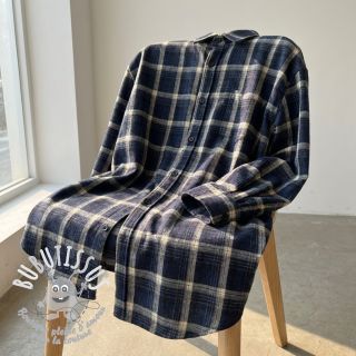 Scottish Check YARN DYED BRUSHED navy