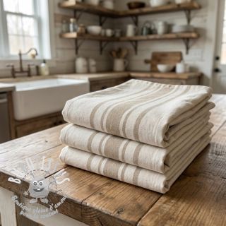 Tissu déco Bernadette stripe ficelle