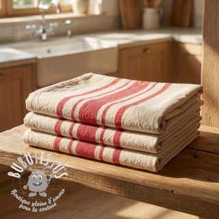 Tissu déco Bernadette stripe rouge