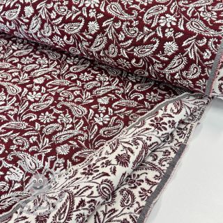 Tissu déco jacquard Mumbai allover bordeaux