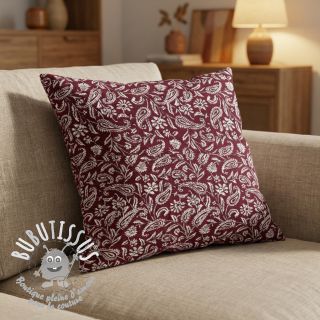 Tissu déco jacquard Mumbai allover bordeaux