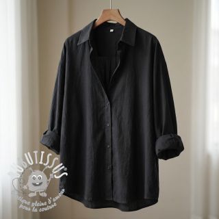 Tissu coton WASHED black