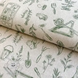 Tissu déco Linenlook Garden Plant Tool digital print