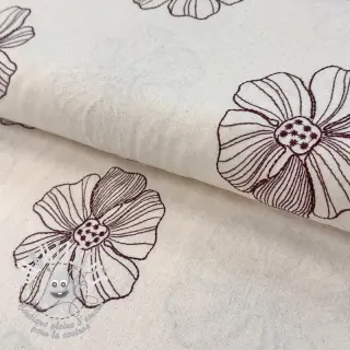 Viscose lin EMBROIDERY Flower Maya natural