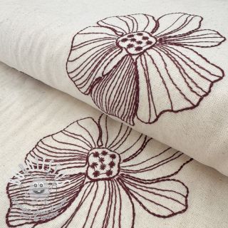 Viscose lin EMBROIDERY Flower Maya natural