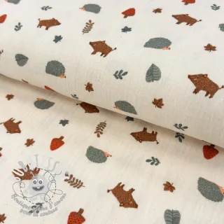 Tissu double gaze/mousseline Forest animals ORGANIC SIMPLY NATURAL