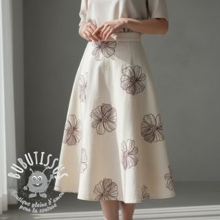 Viscose lin EMBROIDERY Flower Maya natural
