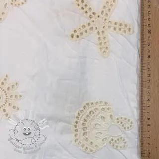 Tissu coton EMBROIDERY Sea ornaments white