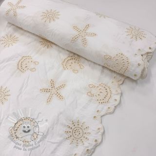 Tissu coton EMBROIDERY Sea ornaments white