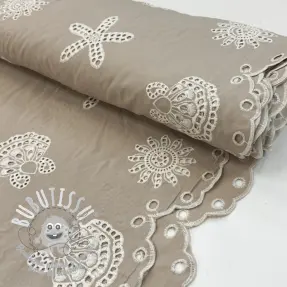 Tissu coton EMBROIDERY Sea ornaments natural
