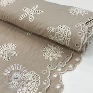 Tissu coton EMBROIDERY Sea ornaments natural