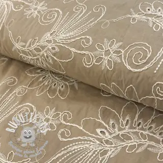 Tissu coton VOILE EMBROIDERY Kokka natural