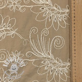 Tissu coton VOILE EMBROIDERY Kokka natural