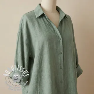 Tissu coton SLUB WASHED old green