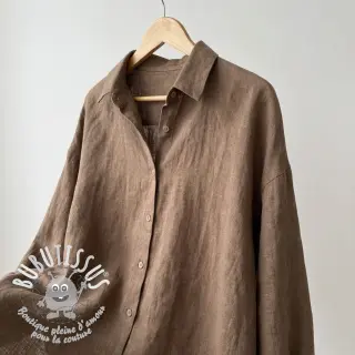 Tissu coton SLUB WASHED taupe