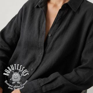 Tissu coton SLUB WASHED black