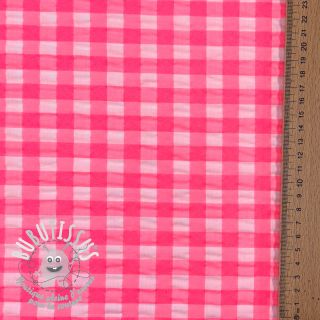 Tissu coton YARN DYED NEON BIG Checks pink